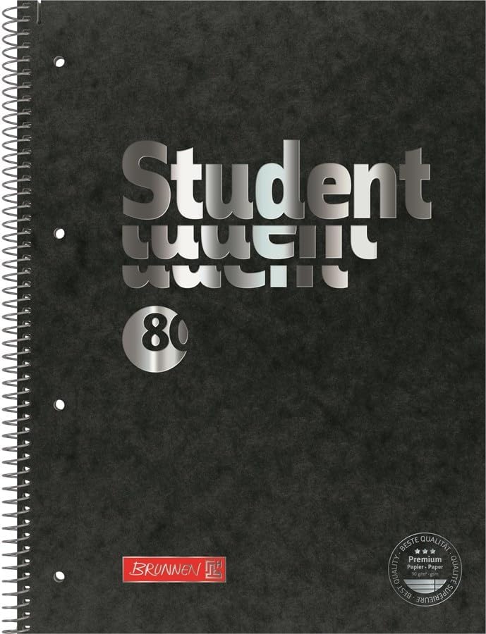 BRUNNEN Collegeblock Student A4 Lineatur 27 liniert mit Innen- und Außenrand 80 Blatt