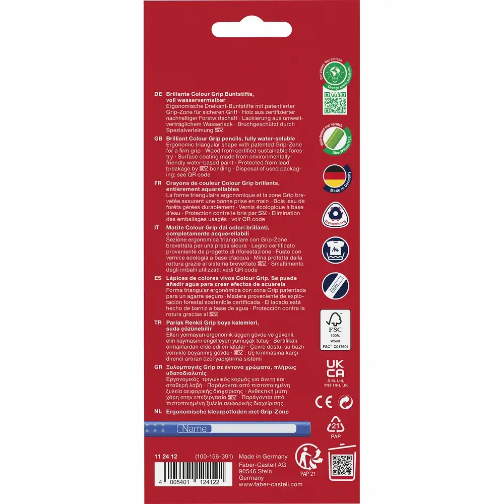 FABER-CASTELL Buntstifte Colour Grip 12 Stück