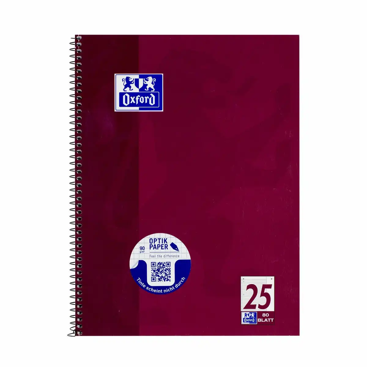 Oxford Collegeblock Lineatur 25 liniert mit weißem Rand 80 Blatt 90 g/m² DIN A4