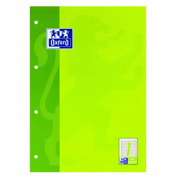 Oxford Arbeitsblock Lineatur 1 liniert 50 Blatt DIN A4