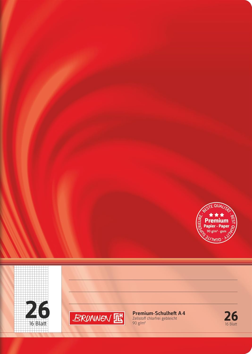 Schulheft Premium Vivendi | A4, Lineatur 26, 16 Blatt, rot