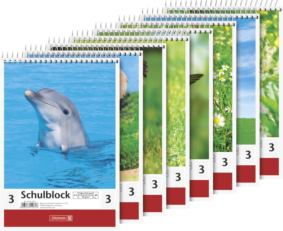 BRUNNEN Schulblock A5 Lineatur 3, 40 Blatt, spiralgebunden