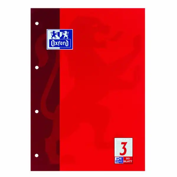 Oxford Arbeitsblock Lineatur 3 liniert 50 Blatt DIN A4
