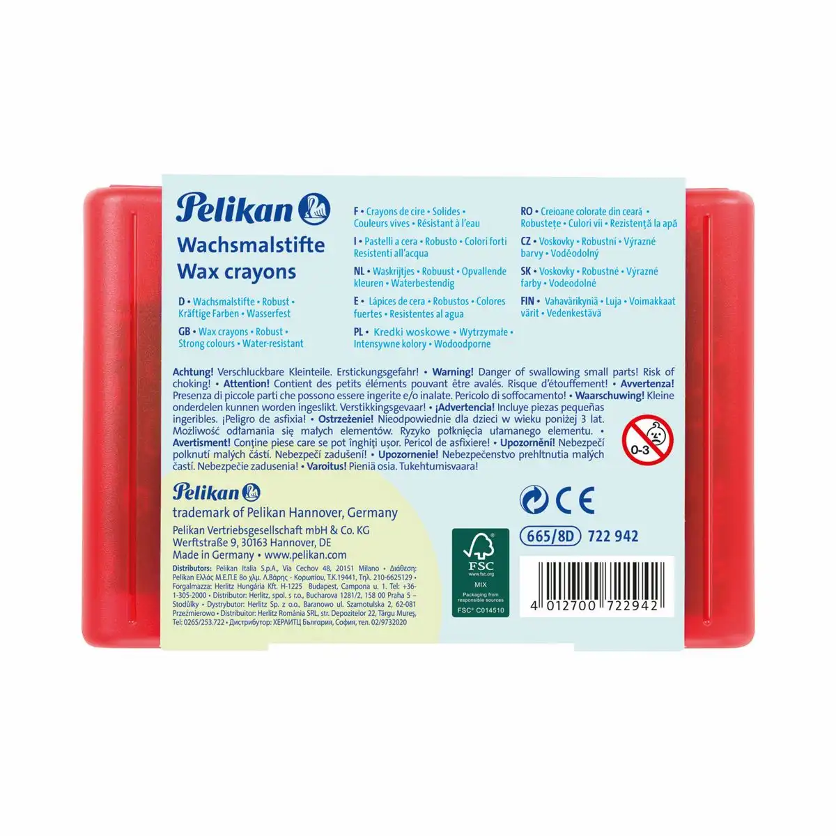 Pelikan Wachsmalstifte dreikant in Papierhülse