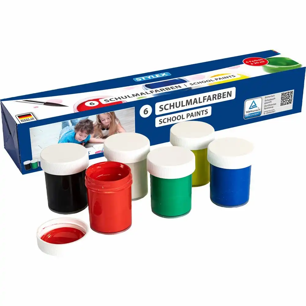 STYLEX Schulmalfarben Töpfchen 6x20ml