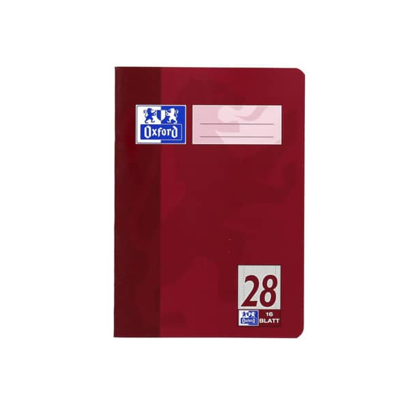 Oxford Schulheft Lineatur 28 kariert mit Doppelrand 16 Blatt DIN A5