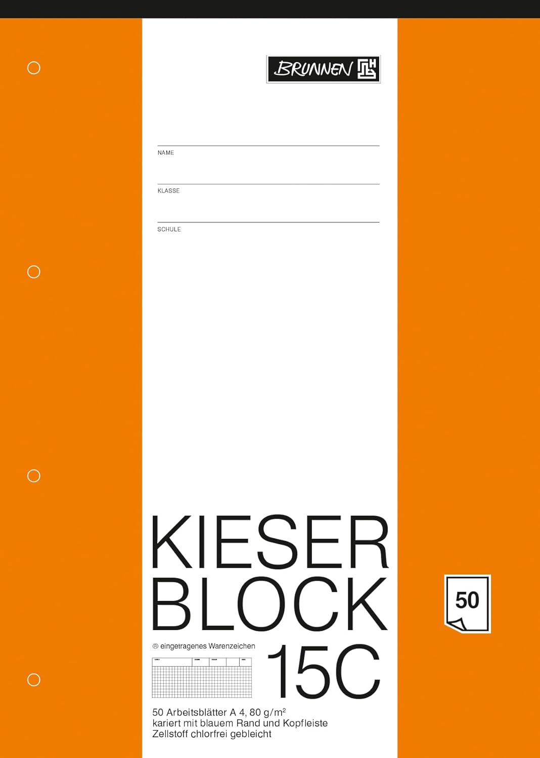 KIESER-Block gelocht Lineatur 22 / 15C