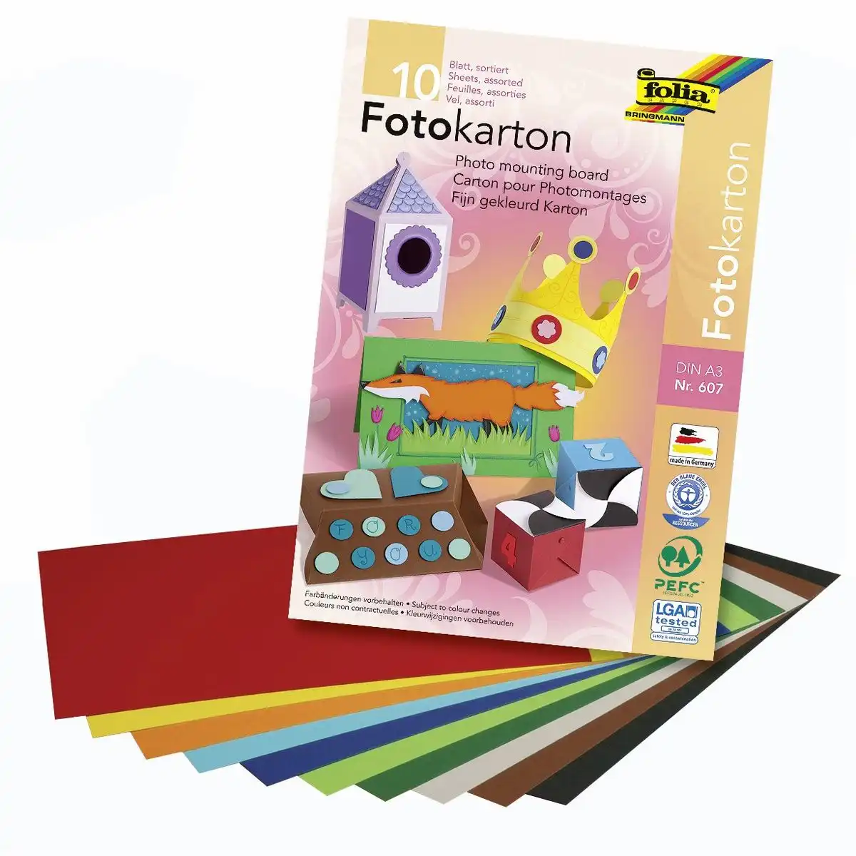 folia Fotokarton 300g/m² mehrfarbig DIN A3 10 Blatt