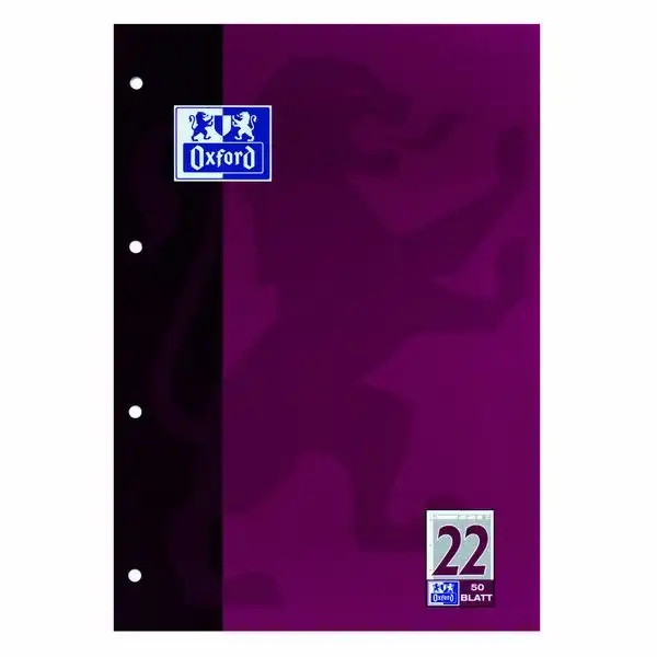 Oxford Arbeitsblock Lineatur 22 kariert 50 Blatt DIN A4