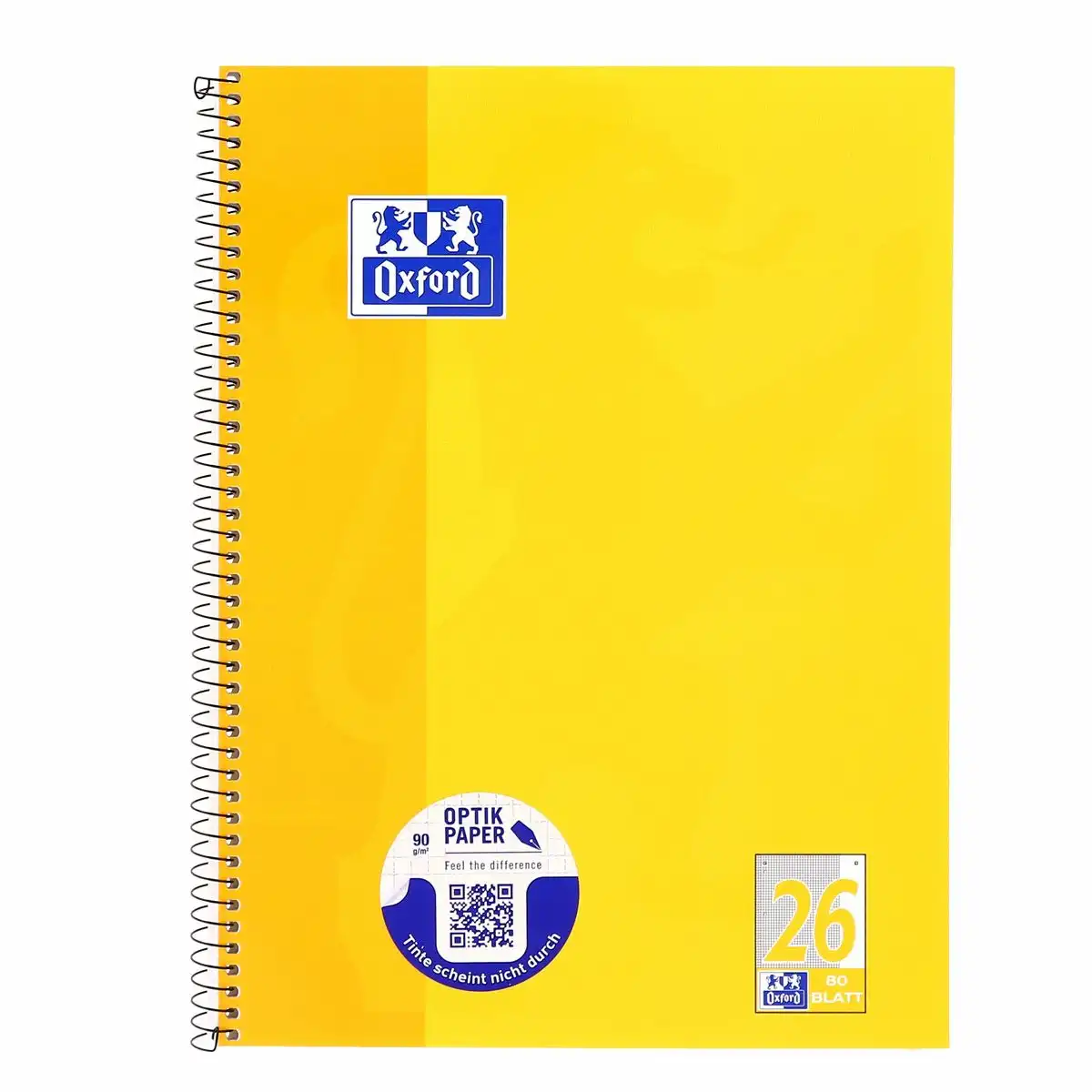 Oxford Collegeblock Lineatur 26 kariert mit weißem Rand 80 Blatt 90 g/m² DIN A4