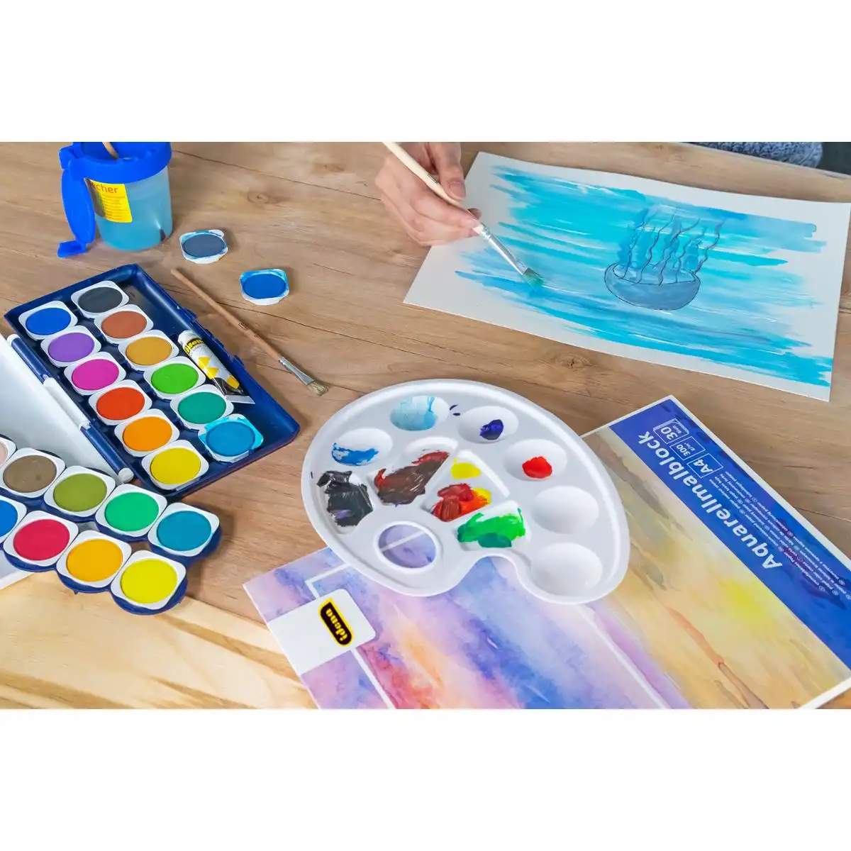 Idena Deckfarbkasten 24 Farben und 1 Tube Deckweiß