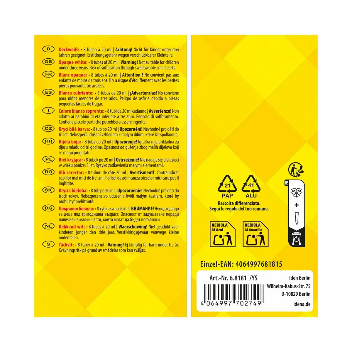 Idena Deckweiß 20ml Tube