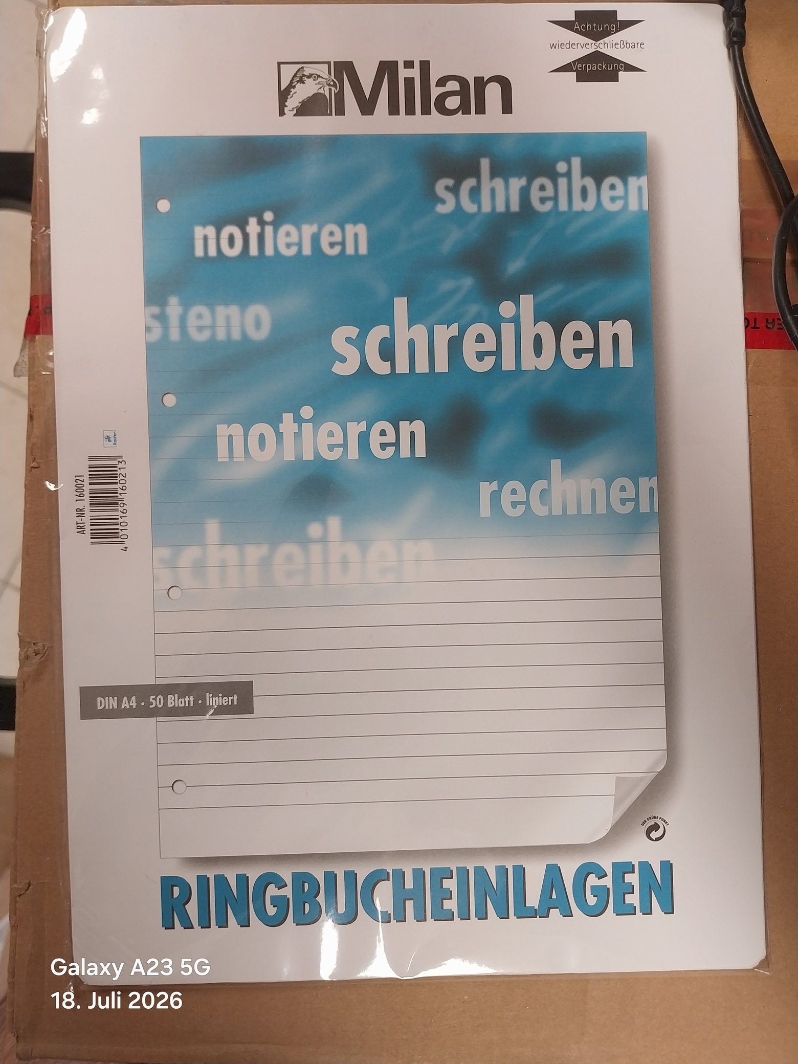 MILAN Ringbucheinlagen DIN A4 liniert 50 Blatt