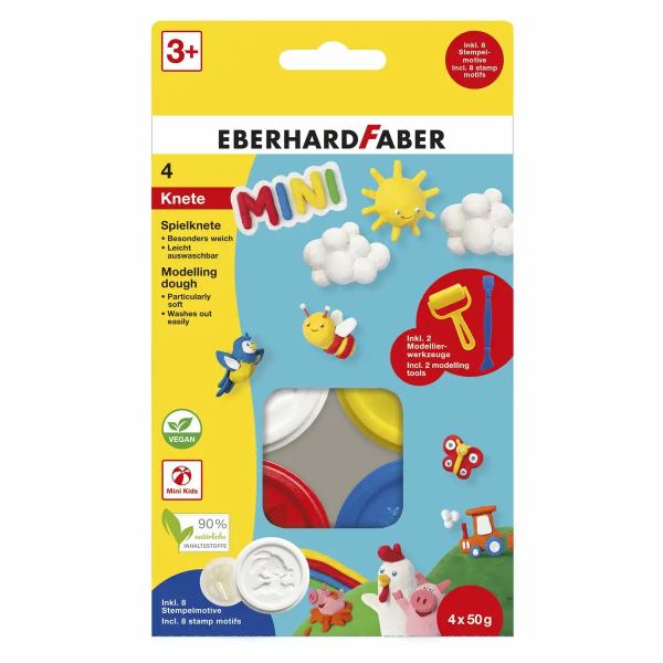 Eberhard Faber Spielknete Mini 4x 50g Basisfarben Kartonetui **