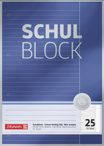 Brunnen Schulblock A4 90g 50 Blatt Lineatur 25 Premium **