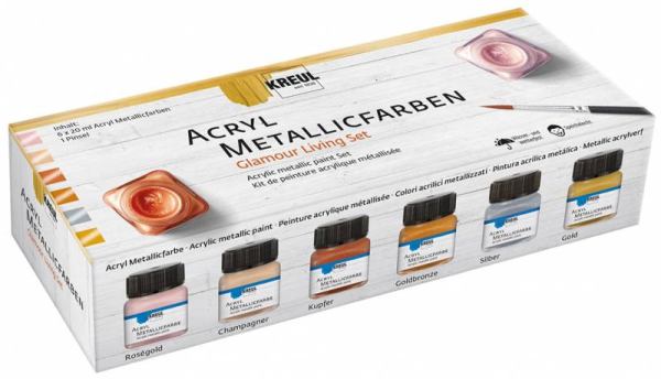 KREUL Acryl Metallicfarbe Set Glamour Living 6x20ml