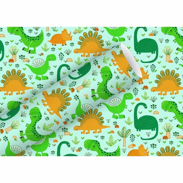 Geschenkpapier Funny Dinos softmint 2mx70cm