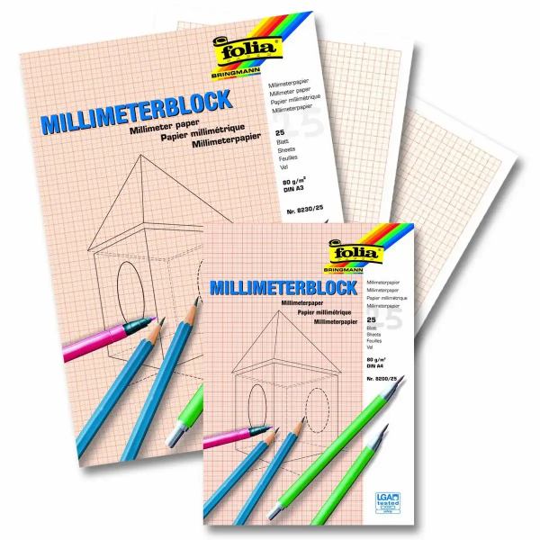 folia Millimeterblock 80g/m² DIN A4 25 Blatt **