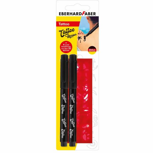 FABER Magic Tattoo Stifte Set mit Schablone 2 Stück