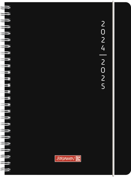 Schülerkalender (2024/2025) „Plain Black“, 2 Seiten = 1 Woche, A5, 208 Seiten, schwarz
