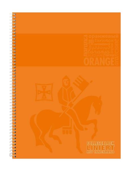 Staufen Collegeblock A4 - Lin21 - 80Blatt - orange - liniert mit Innenrand - 4 x gelocht