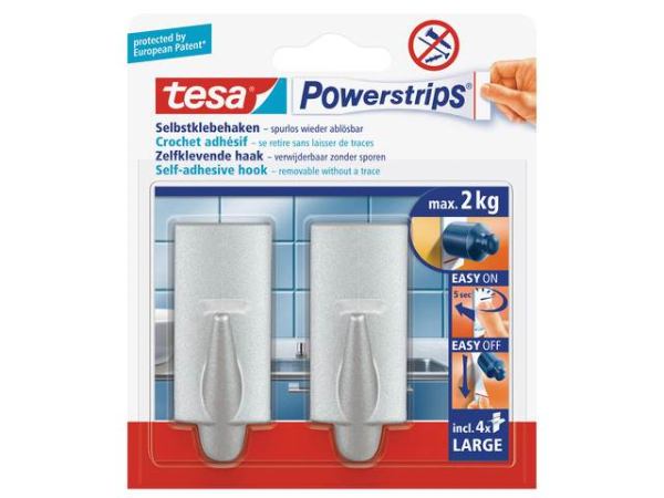 TESA Haken Powerstrips® Large Trend mattchrom 2St